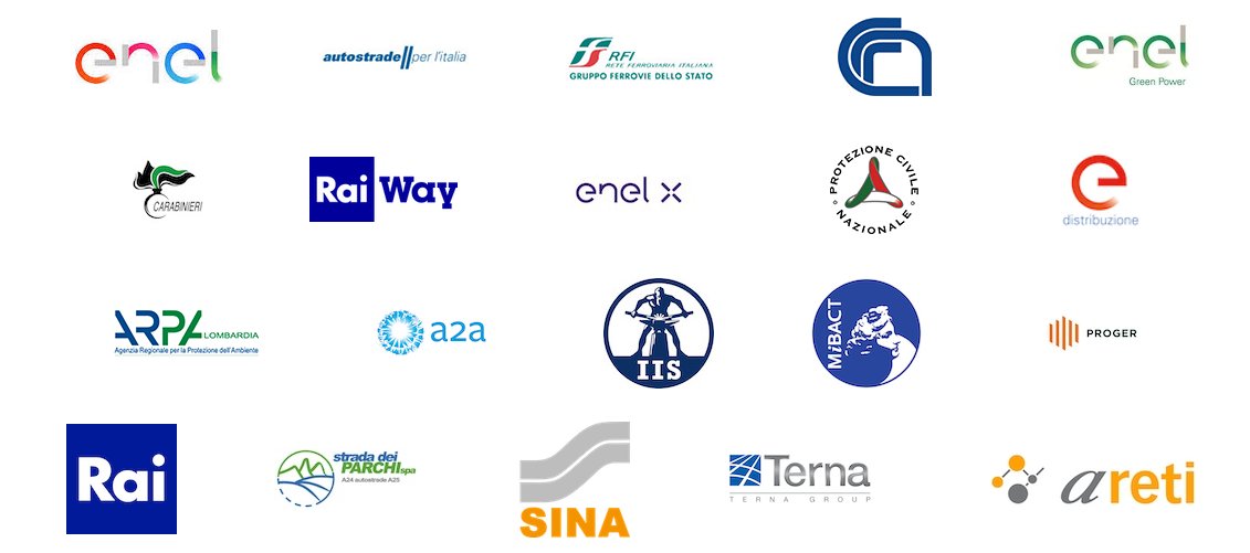Referenze DroneBase: Enel, Autostrade, RFI, Carabinieri, RaiWay, Enel X, Protezione Civile, ARPA Lombardia, A2A, RAI, Terna e altri