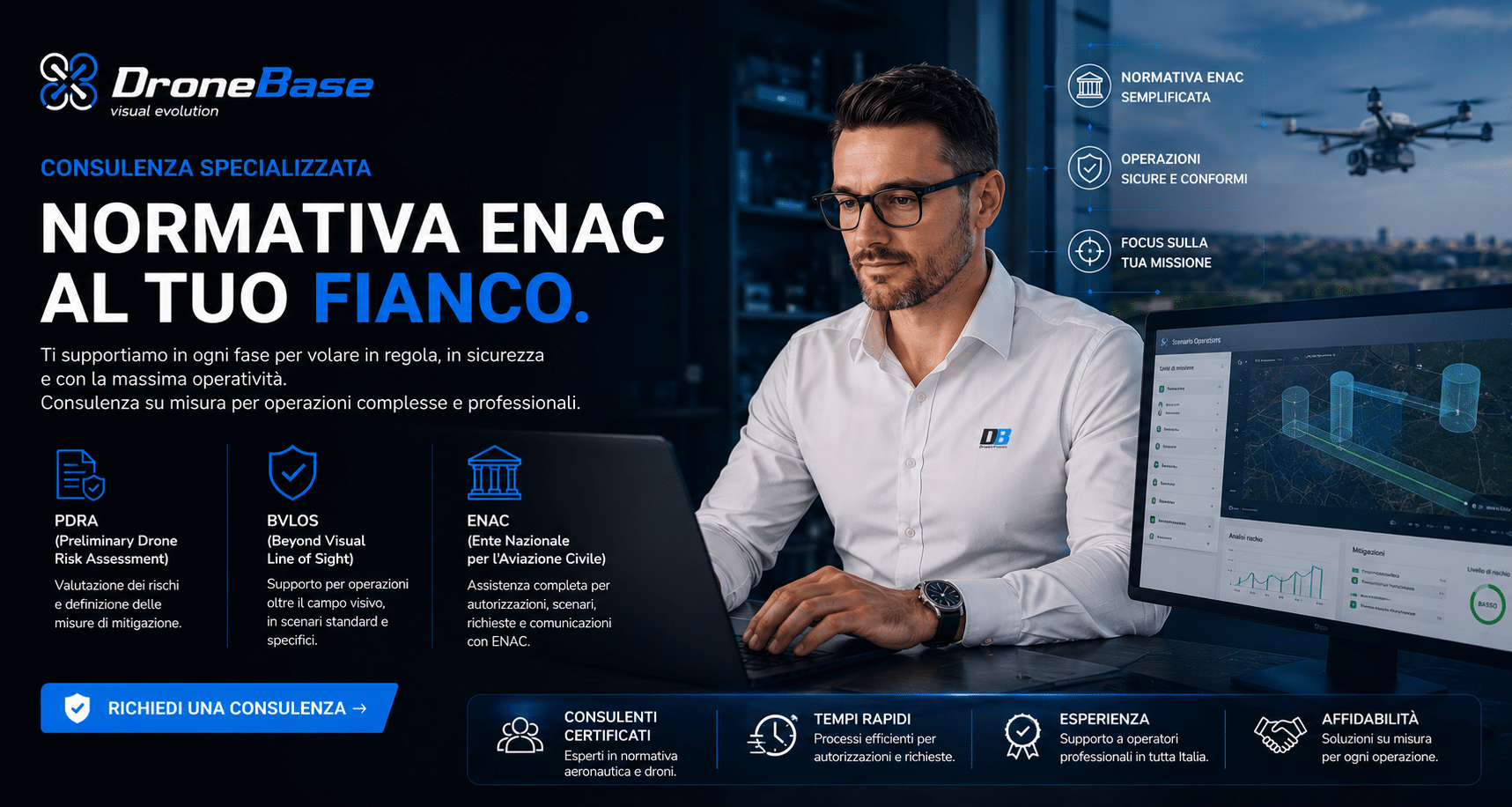 Consulenza ENAC per operazioni con droni BVLOS, SORA e PDRA