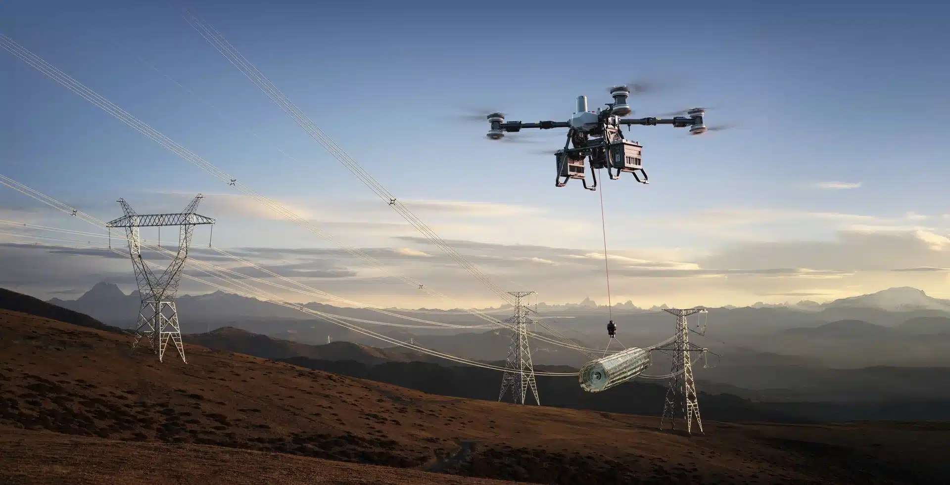 DJI FlyCart Frachtdrohnen beim Materialtransport
