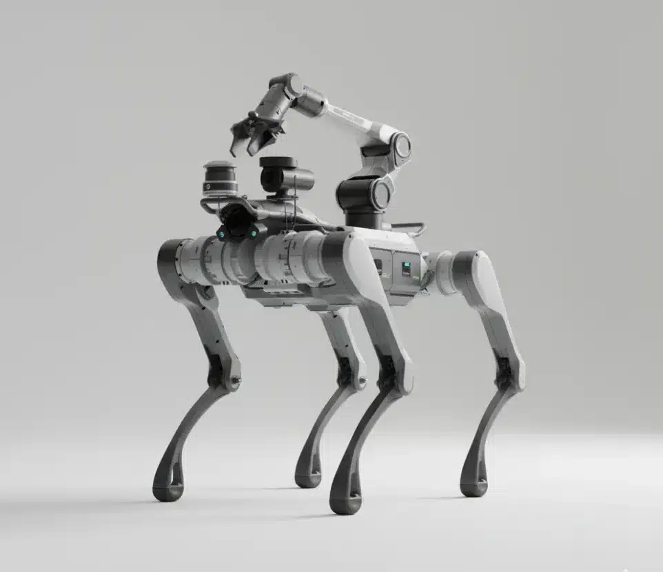 Unitree A2 Pro mit Roboterarm, LiDAR und Tiefenkamera für die Teleoperation